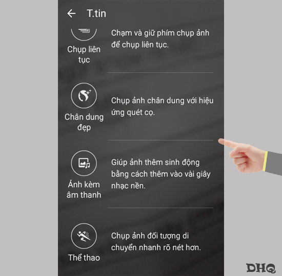 Thông tin chế độ chụp